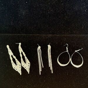 Chic Silver Earring Trio Set